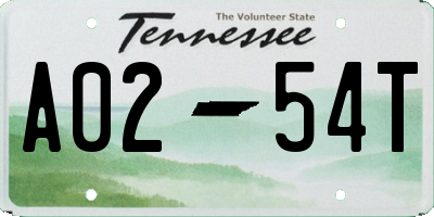 TN license plate A0254T