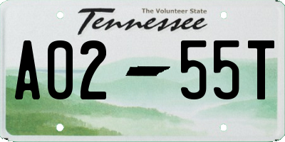 TN license plate A0255T