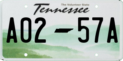 TN license plate A0257A