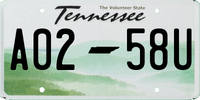 TN license plate A0258U