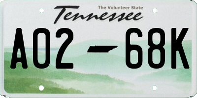 TN license plate A0268K