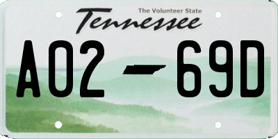 TN license plate A0269D