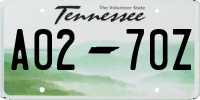 TN license plate A0270Z