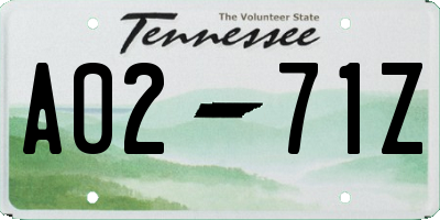 TN license plate A0271Z