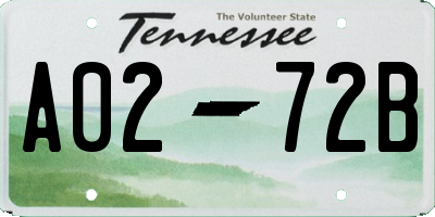 TN license plate A0272B