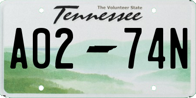 TN license plate A0274N