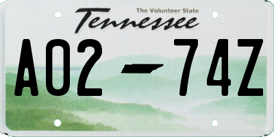 TN license plate A0274Z
