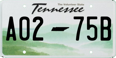 TN license plate A0275B