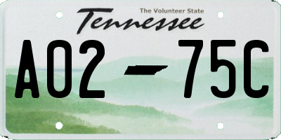 TN license plate A0275C