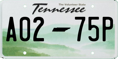 TN license plate A0275P