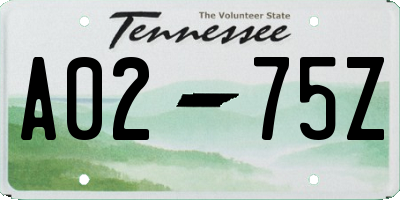 TN license plate A0275Z