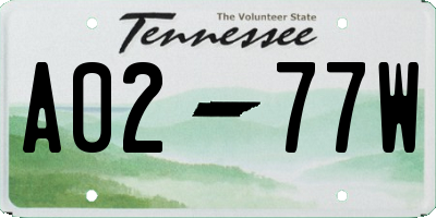 TN license plate A0277W