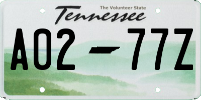 TN license plate A0277Z