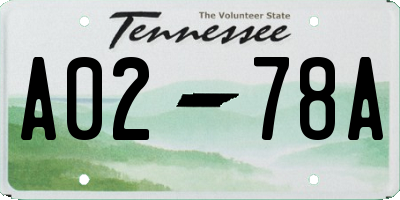 TN license plate A0278A