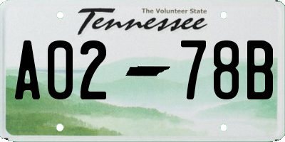 TN license plate A0278B