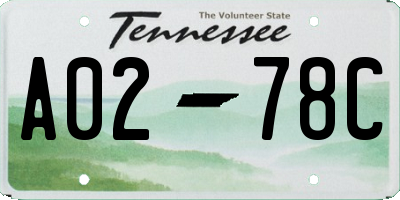 TN license plate A0278C