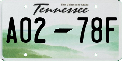 TN license plate A0278F