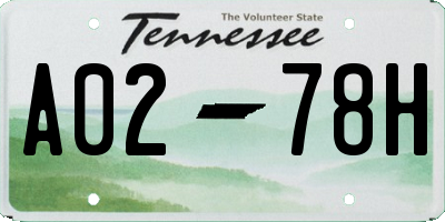 TN license plate A0278H