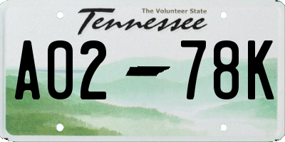 TN license plate A0278K