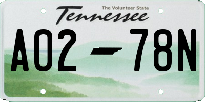 TN license plate A0278N