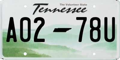 TN license plate A0278U