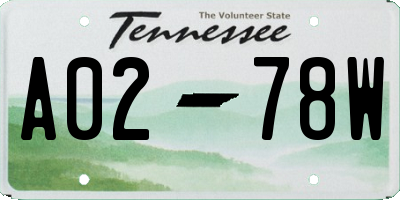 TN license plate A0278W