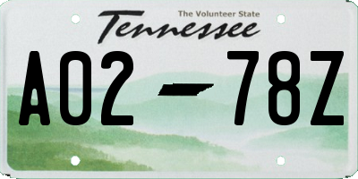 TN license plate A0278Z