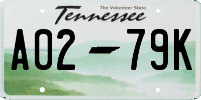 TN license plate A0279K