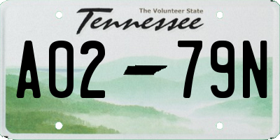 TN license plate A0279N