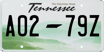 TN license plate A0279Z