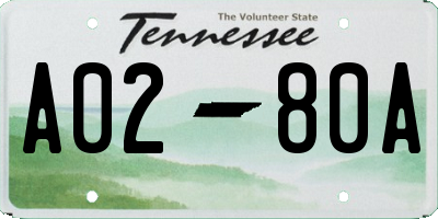 TN license plate A0280A