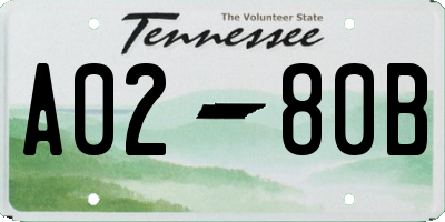 TN license plate A0280B