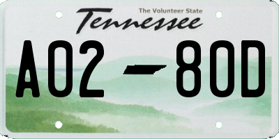 TN license plate A0280D