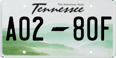 TN license plate A0280F