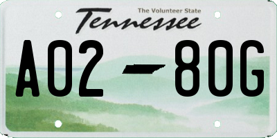 TN license plate A0280G