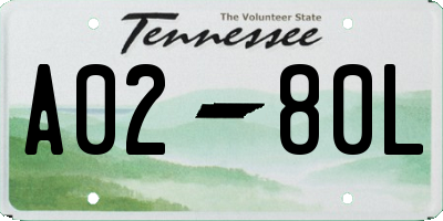 TN license plate A0280L