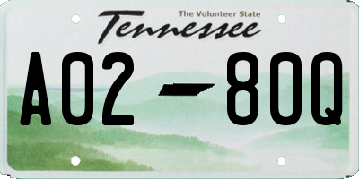 TN license plate A0280Q