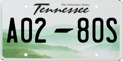 TN license plate A0280S