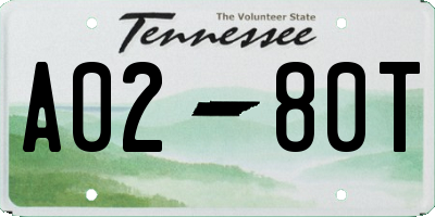 TN license plate A0280T