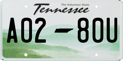 TN license plate A0280U