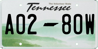 TN license plate A0280W