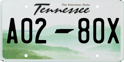 TN license plate A0280X