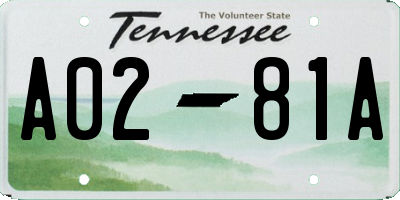 TN license plate A0281A