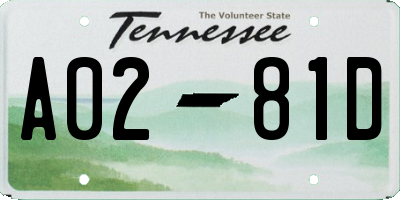 TN license plate A0281D