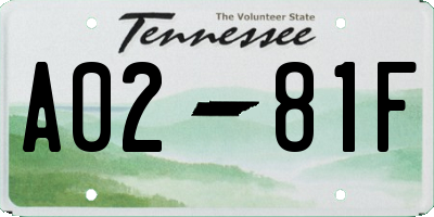 TN license plate A0281F