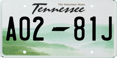 TN license plate A0281J