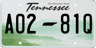 TN license plate A0281Q