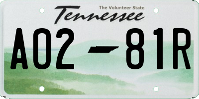 TN license plate A0281R