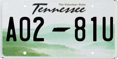 TN license plate A0281U