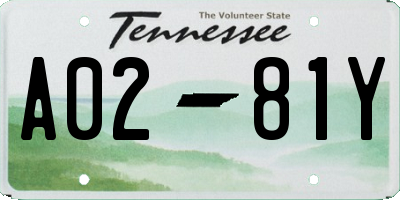 TN license plate A0281Y